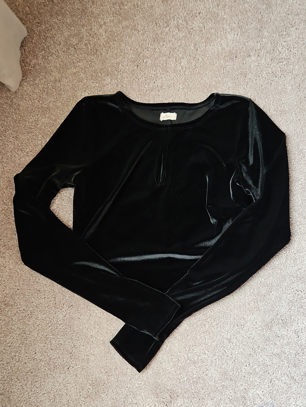 Hollister Black Velvet Long Sleeve Top